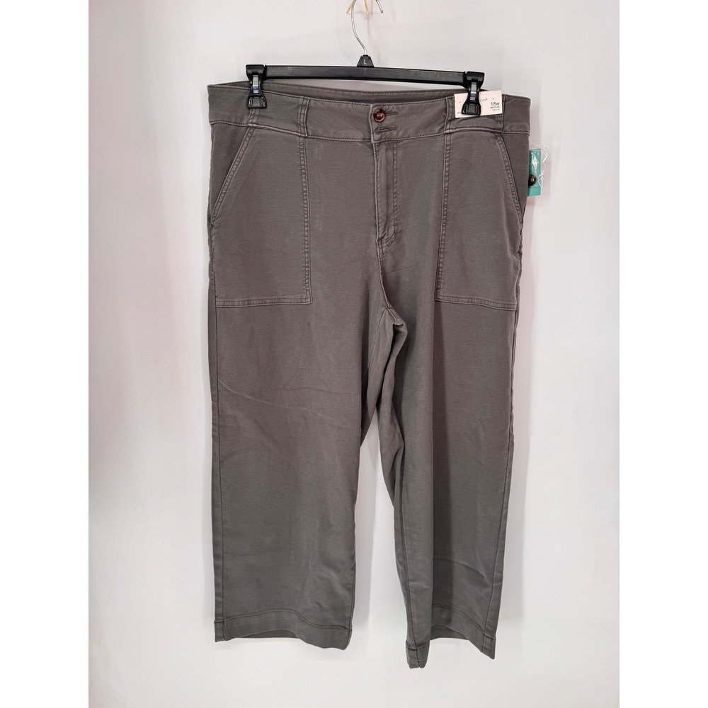 Maurices Pants Women 18W Gray NWT Utility High Rise Cropped Straight Leg